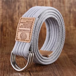 New men's and women's Korean version 16 color double loop buckle canvas belt 43 inch casual pants canvas belt youth pants belt