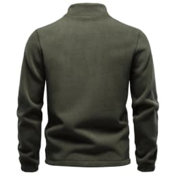 AIOPESON Men Fleece Jacket Full Zip Mock Neck Polar Fleece Sweatshirt Thermal Multi Pocket Outdoor Casual Autumn Winter Coat