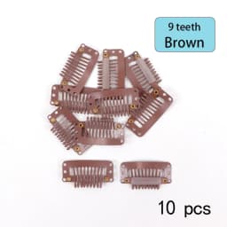 10Pcs 32Mm Hair Clips U-Shape Metal Clips For Hair Extensions 9-Teeth Wig Clip For Women Wig Accessories Black Brown Beige