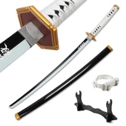 Anime Katana 104cm Giyuu Blue Role-playing Weapons Props with Sword Holder and Belt 1: 1 Replica Japanese Samurai Sword