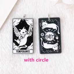 8Pcs 39*23 MM Black White Cat Tarot Card Charms Creative Acrylic Sun Moon And Lovers Jewelry For Earring Necklace Diy
