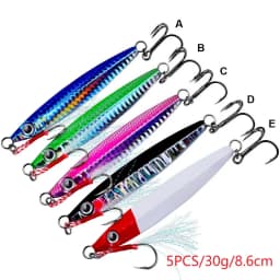 5Pcs 3D Eyes Metal Jig Lure 10g 15g 20g 30g 40g 60g Bionic Bait Saltwater Shore Casting Fishing Lure Fishing Tackle Quality Hook