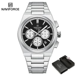 NAVIFORCE Fashion Quartz Watches for Male 3ATM Waterproof Chronograph Clocks Date Display Steel Strap Business Man's Watch Gifts