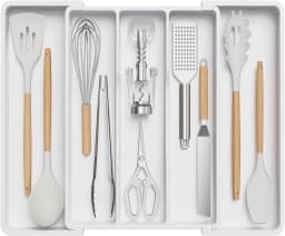 Kitchen Silverware Drawer Organizer Expandable Utensil Tray Adjustable for Spoons Forks Knives Flatware and Cutlery Organizer