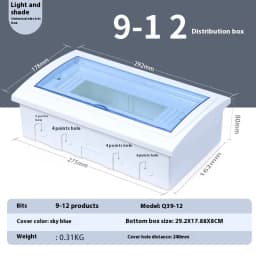 DONGYI Home Electrical Adjustable HT Series Distribution Box PC Plastic Indoor Dust-proof Distribution Box 9-12Way