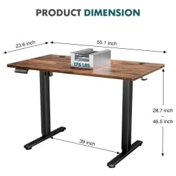 MCQ 55x24 Inch Electric Office Computer Desk with Wooden Desktop Ergonomic Height Adjustable Gaming Corner Table for Home Office