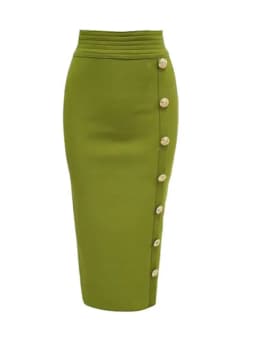 New Arrival Women Button Black Blue Red Bodycon Bandage Skirt 2024 Designer High Waist High Street Party Club Pencil Skirt 75cm
