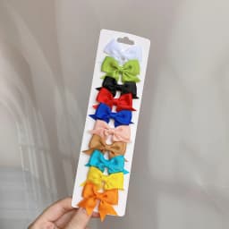 10Pcs/Set Solid Color Kids Bows Hair Clips for Baby Girls Handmade Ribbon Bowknot Hairpin MiNi Barrettes Hair Accessories