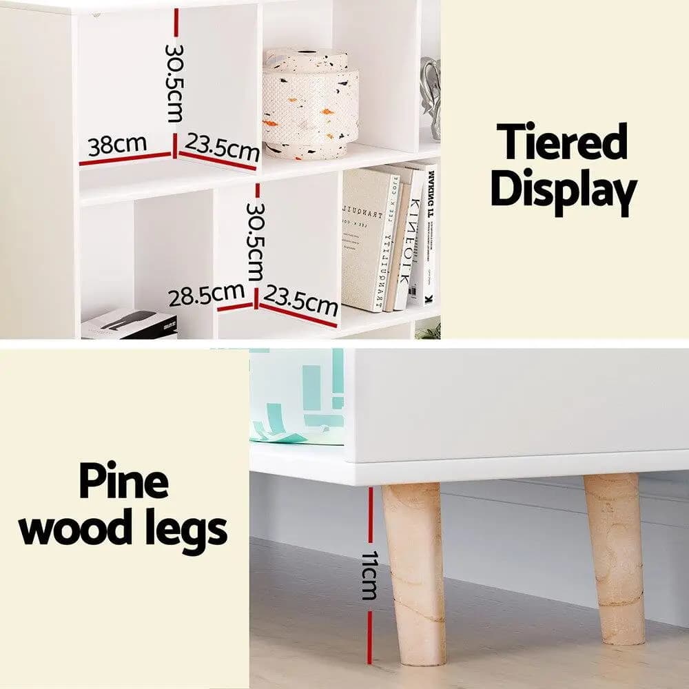 3 Tier 10 Cube White Storage Bookshelf Bookcase Open Display Shelf Organizer for Home Office Living Room Bedroom Furniture