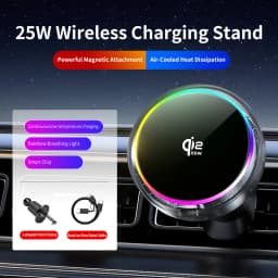 QI2 Ice Cooling Tempered Glass RGB Magnetic Wireless Car Charger Fast Charging Radiator For Magsafe iPhone 12-16 Phone Holder