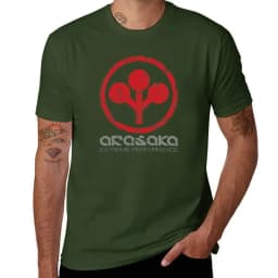 Cheavyweight streetwear anime clothes Distressed Arasaka Corp Logo T-Shirt Aesthetic clothing blacks workout shirts for men