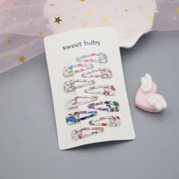 Girls Hair Clips 10 Set Mini Press Clips Colorful Baked Lacquer Baby Safe Snaps Cute Cartoon Prints Pink Hair Barrettes