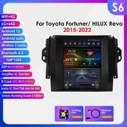 9.7 4G Wireless Carplay Android Auto Car Radio Multimedia for Toyota Fortuner / HILUX Revo 2015 - 2022 Video Player