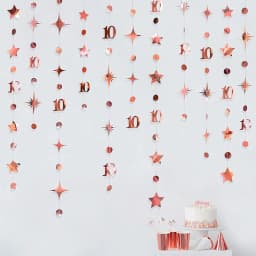 13Ft Rose Gold 14th 13th Birthday Party Decorations 18th Circle Dot Star Garlands Hanging Streamers for Sweet 16 Girls Supplies