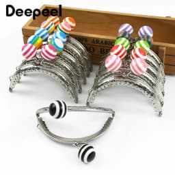 2/5/10Pcs 85mm Embossed Metal Bag Handle Color Bead Coin Purse Frame Kiss Clasp Handbag Wallet Sewing Brackets for Making Bags