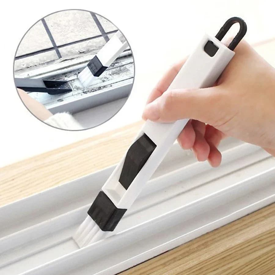 Portable Two-in-one Cleaning Brush Multifunctional Door and Window Keyboard Groove Cleaner Dust Shovel Window Rail Cleaning Tool