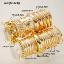 Vintage Elegant Multi-Piece Stacking Bracelets Set Fashion Minimalist Delicate Floral Geometric Smooth Bangle Holiday Jewelry
