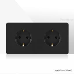 86 Type Retro Switch 1-4 Gang 2 Way Wall Light Brass Lever Toggle Switch Black Matte Stainless Steel Panel EU FR Power Outlet