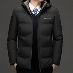 Men's Winter casual Coat Warm Jacket Thick Coat Hat Detachable Long Jacket Business Jacket Mens Winter Hooded Warm Parkas