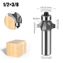 1pc 1/4" 1/2" Shank Woodworking Round Router Bit Woodworking Milling Cutter Slotting Tool Trimming Machine Router Bit