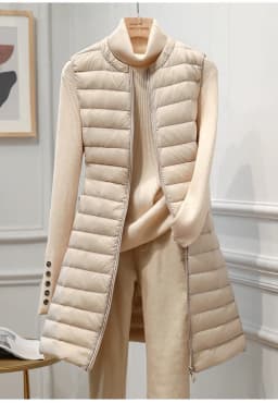 2022 Autumn Winter Ultra Light White Duck Down Vest Jacket Women O Neck Long Waistcoat Coat Female Sleeveless Outwear Parkas