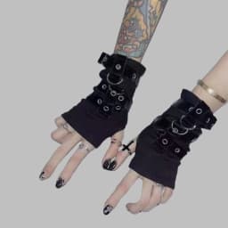 1 Pair of Y2K Personalized Buckle Punk Style Fingerless Glove for Women,Luo Hip Hop Style Stage Performance Street Dance Sleeves
