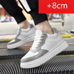 New Height Increasing Shoes for Men 10cm Invisible Elevator Sneakers White Leathe Sport Zapatillas De Hombre Big Size 46