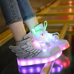 Luminous Wing Kids Sneakers USB Charge LED Illuminated Shoes Boys Girls Casual Sport Board Shoes for Older Children Lights Shoe