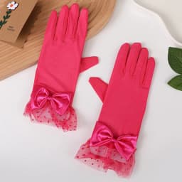 26CM Women Sexy Mesh Thin Bow Gloves Breathable Elasticity Bow Dot Cute Lovely Sweety Banquet Stage Performance Wedding
