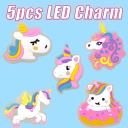 5PCS LED Shoe Charms Cats Dogs Unicorns Lighted Shoe Decorations Gamepad Cameras Diamond LED Pins for Women Girls Clog Buckles