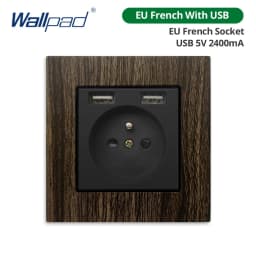 Wallpad Wood Texture Aluminum Alloy Panel EU Electrical Sockets And Wall Switches With LED 1 2 3 Gang 2 3 Way USB Charge Port