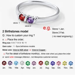 U7 925 Sterling Silver 1-5pcs Birthstones Ring for Woman Promise Engagement Wedding Custom Family Jewelry Gift Mother Grandma