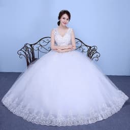 Customized Wedding Dress Bride Simple Lace Up Wedding Dresses Plus Size Princess V-neck Ball Gowns Dresses Vrstidos De Novia