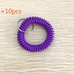 10pcs Lucky Line 2” Spiral Wrist Coil with Steel Key Ring, Multi-Color Flexible Wrist Band Key Chain Bracelet, Stretches to 12”,