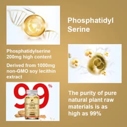 Phosphatidylserine 200mg Capsules, Support Memory Concentration Cognitive Function, Relieve Mental Stress & Nourish Brain Health