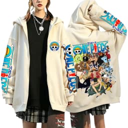 One Piece Luffy Zoro Sanji All Characters 2026 New Japanese Anime Fashion Y2K Casual Sportswear Men's Couple Style Zip Up Hoodie