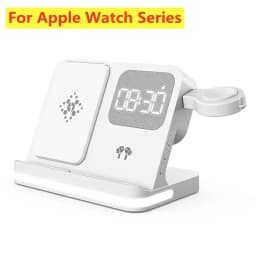 6 in 1 LED Fast Wireless Charger Stand Charging Station Clock Alarm For iPhone 15 14 13 12 11 Apple Watch 2-9 Series Airpods Pro