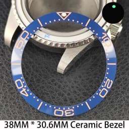 Sloping 38mm * 30.6mm Ceramic/Aluminum Bezel GMT and Diving Watch Insert Fits for 40mm Men's Watch Case Bezel Replacement Insert
