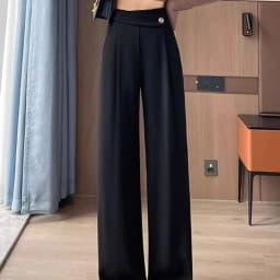 Fashion Elastic Spliced Solid Color Straight Pants Women's Clothing 2025 Summer New Loose Office Lady High Waist Casual Pants