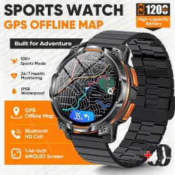 Men Military Built-in GPS Smart Watch Offline Map Navigation 1200mAh Battery Altimeter Compass Sports Watch For iOS Android 2026