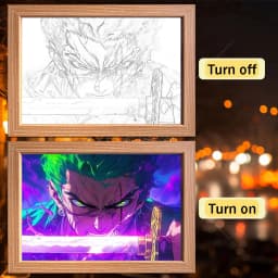 Anime Character One Piece Luffy Zorro Animated Frame LED Light Study Bedroom Christmas Birthday Gift