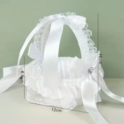 20 CM White Flower Girls Basket Silk Wedding Basket for Flower Bride/Kids Hand Held Wedding Ceremony Party Decorations