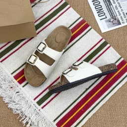 Summer Trend Cork Cool Slippers Couple Double Strap Thick Bottom Outdoor Sandals Anti slip Comfortable Flat Shoes