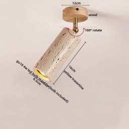 IWHD Wood Canopy LED Ceiling Light Fixture Nordic Modern Simple Ellipse Natural Yellow Travertine Ceiling Lamp Lamparas De Techo