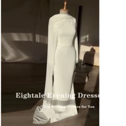 Eightale Arabic Wedding Dress Appliques Customized Ivory O-Neck Bridal Gown Long Sleeves Mermaid Bride Party Dress Robe De Marié