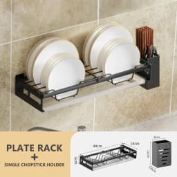 Dish Rack Punch-free Kitchen Organizer Storage Drying Shelf Wall-mounted Multifunction Drain Chopsticks Spoon Tableware Holder