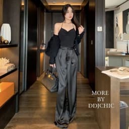 Summer Luxury Silk Satin Pants Elegant Office Lady Suit Pants Solid Color High Waist Pleated Wide Leg Pants Casual Baggy Trouser