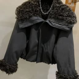Trend Fleece Lined Winter Warm Women's Jacket Fur Trim Patchwork Long Sleeve Puffer Jacket New Versatile Short Top Parkas Coats