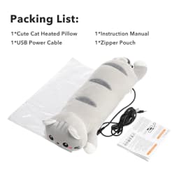 Heating Pad Cute Cat USB Heated Plush Pillow 5 Heat Settings Soft Stuffed Animal Warm Cushion for Belly Neck Back Office Desk