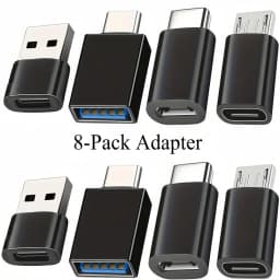 Set of 8 USB 3.0 to USB-C Adapters – Type C Male/Female OTG Converter for Laptops, Vehicles, Phones, And Pcs (Comes with Micro